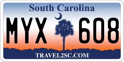 SC license plate MYX608