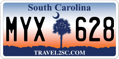 SC license plate MYX628