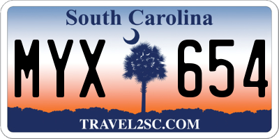 SC license plate MYX654