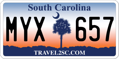 SC license plate MYX657