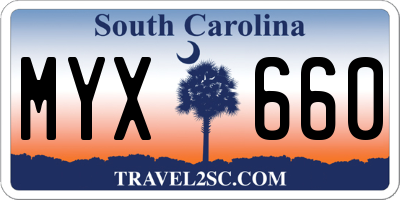 SC license plate MYX660