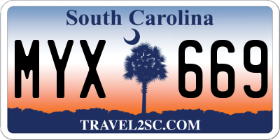 SC license plate MYX669