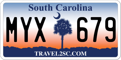 SC license plate MYX679