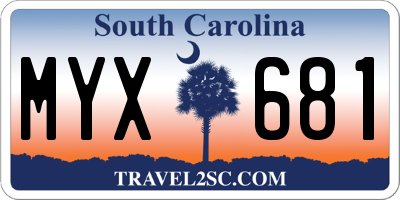 SC license plate MYX681
