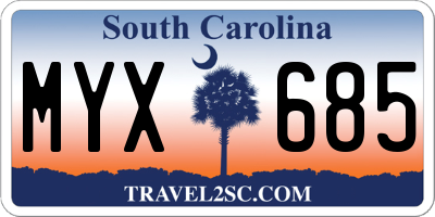 SC license plate MYX685