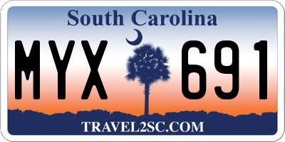 SC license plate MYX691