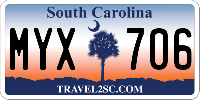 SC license plate MYX706