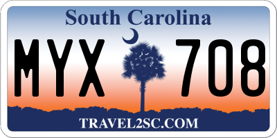 SC license plate MYX708