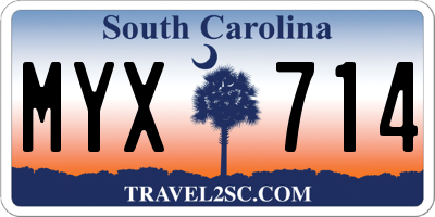 SC license plate MYX714