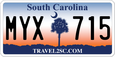 SC license plate MYX715