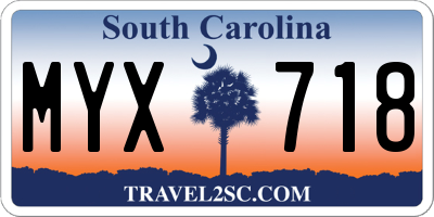 SC license plate MYX718