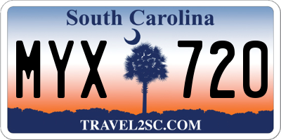 SC license plate MYX720