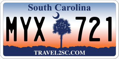 SC license plate MYX721