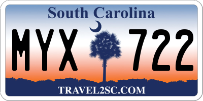 SC license plate MYX722