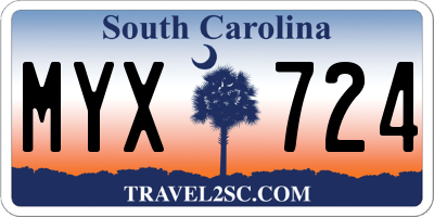 SC license plate MYX724