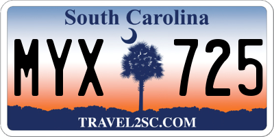 SC license plate MYX725