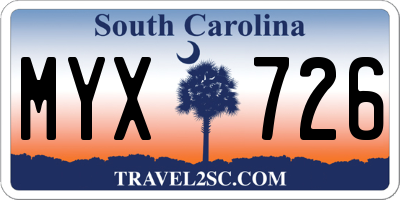 SC license plate MYX726
