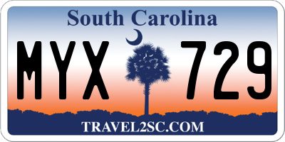 SC license plate MYX729
