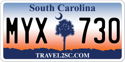 SC license plate MYX730