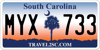 SC license plate MYX733