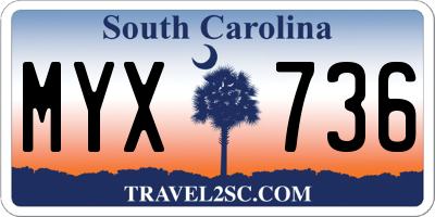 SC license plate MYX736