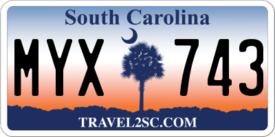 SC license plate MYX743