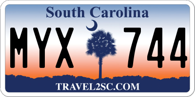 SC license plate MYX744