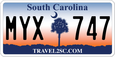 SC license plate MYX747