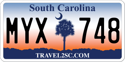 SC license plate MYX748