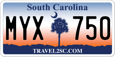 SC license plate MYX750