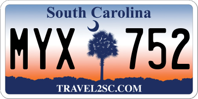SC license plate MYX752
