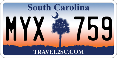 SC license plate MYX759