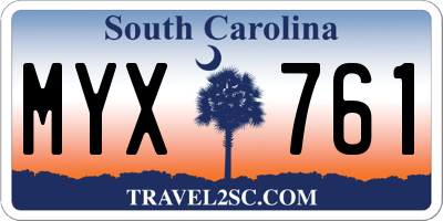 SC license plate MYX761