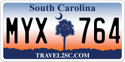 SC license plate MYX764