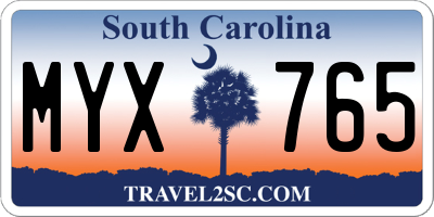 SC license plate MYX765