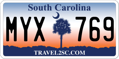SC license plate MYX769