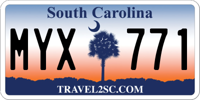 SC license plate MYX771