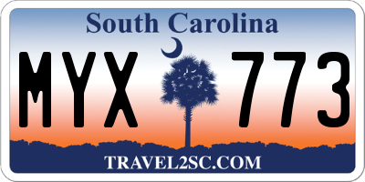 SC license plate MYX773
