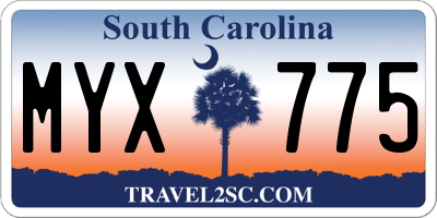 SC license plate MYX775
