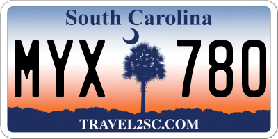 SC license plate MYX780