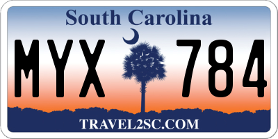 SC license plate MYX784