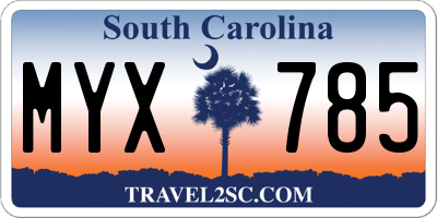 SC license plate MYX785