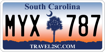 SC license plate MYX787