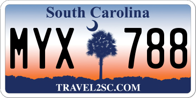 SC license plate MYX788
