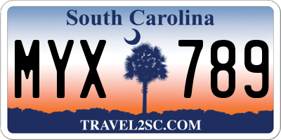 SC license plate MYX789