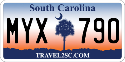 SC license plate MYX790