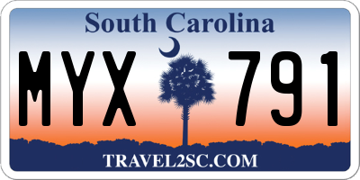 SC license plate MYX791