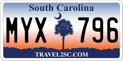 SC license plate MYX796