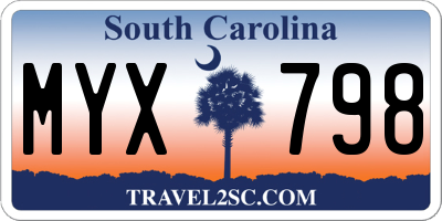 SC license plate MYX798