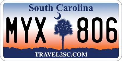 SC license plate MYX806